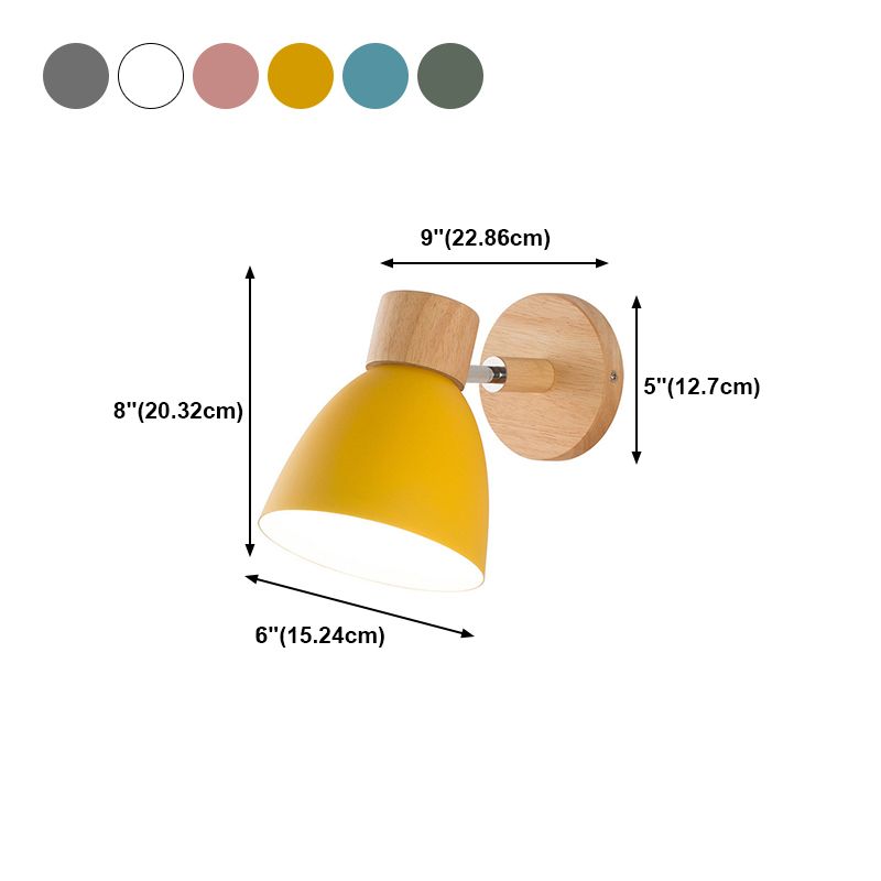 Wooden Simplicity Wall Sconce Colorful Metal Wall Mounted Lamp for Sitting Room