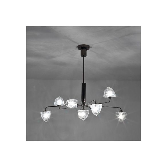 Eigentijdse vertakking kroonluchter lamp glas 5/7 lichten woonkamer hangend hanglamp in zwart/nikkel