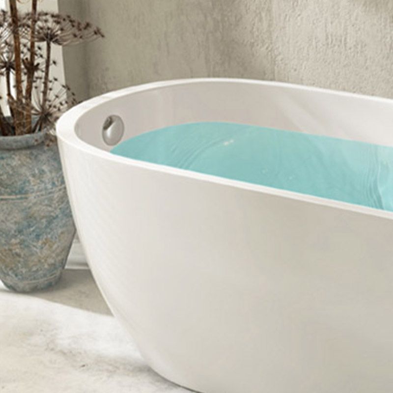 Modern Acrylic Oval Bathtub Freestanding Soaking Bathtub with Drain Bath Tub
