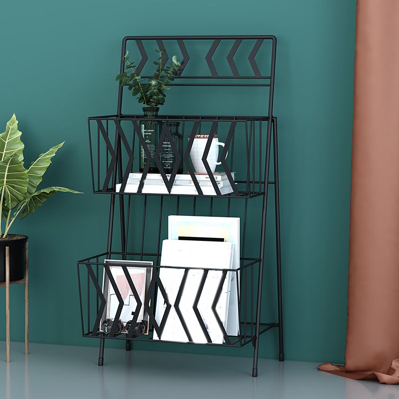 Contemporary Bookshelf Metal Vertical Shelf Bookcase for Living Room