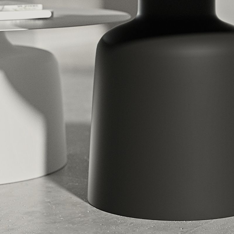 Pedestal Black/White Coffee Table Metal Round Cocktail Table