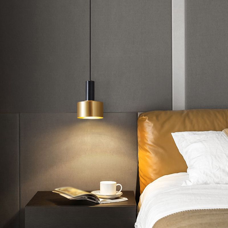 Moderne künstlerische zylindrische Hanglampe Kupfer -Einzelheizlicht für Schlafzimmer