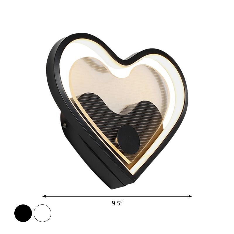Illuminazione a parete cuore/nuvola acrilico nordico nero/bianco lampada montata a parete per camera da letto