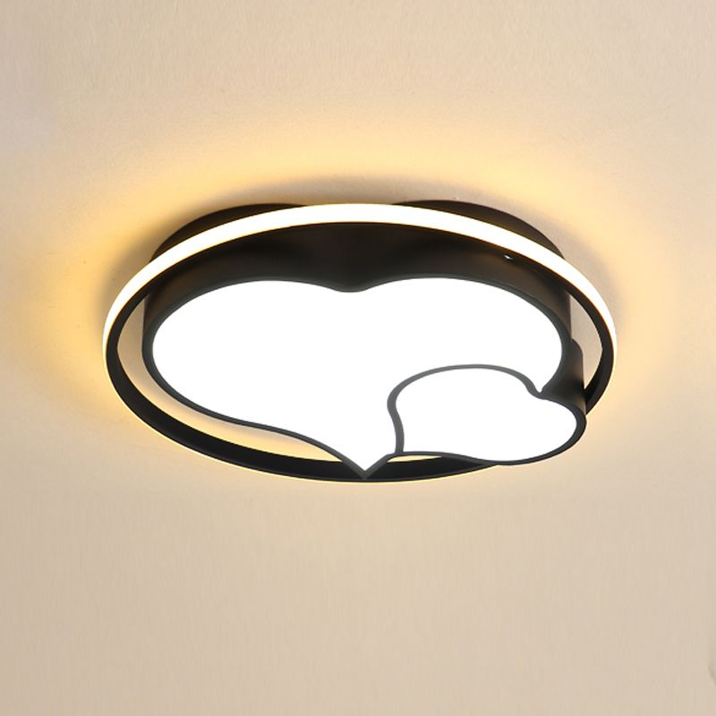 Nordic Heart Shape Ceiling Mount Light 3-Light Bedroom Ceiling Lamps with Acrylic Shade