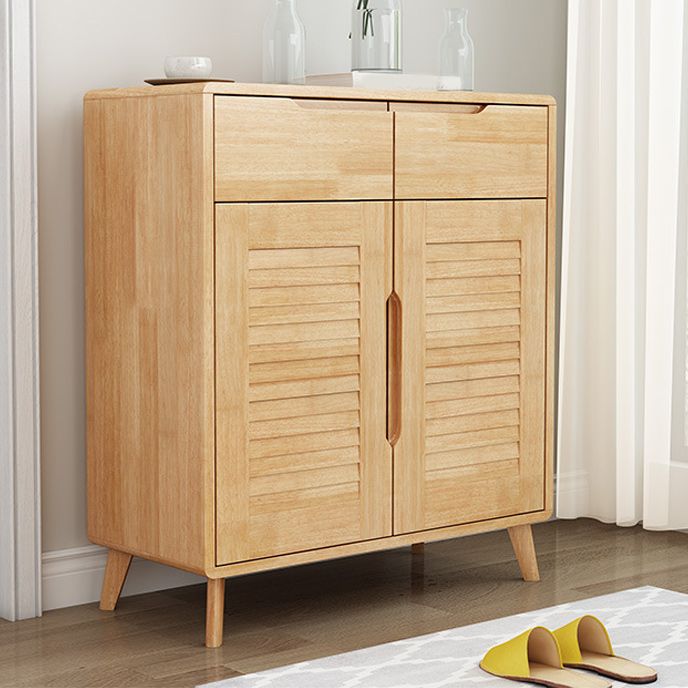 Contemporary Solid Wood Accent Cabinet with 2 Drawers and Doors