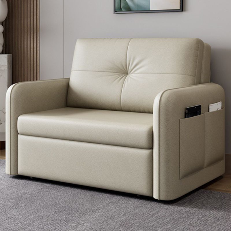 35.4" H Faux Leather Square Arm Tufted Sofa Bed For Living Room