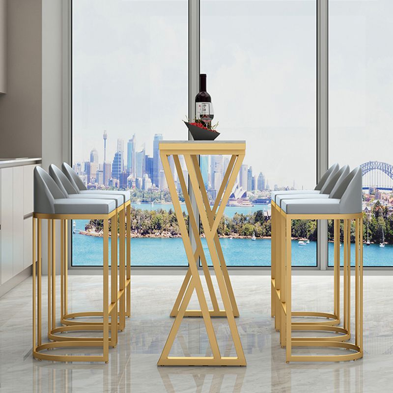 Mesa de comedor de bar de interiores Rectangle Glam Rectange con pedestal doble