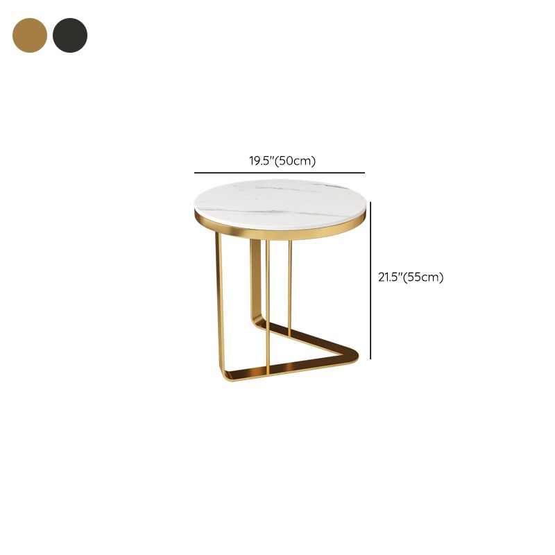 Modern Stone Top Side Table Round Black/Gold Metallic C Table