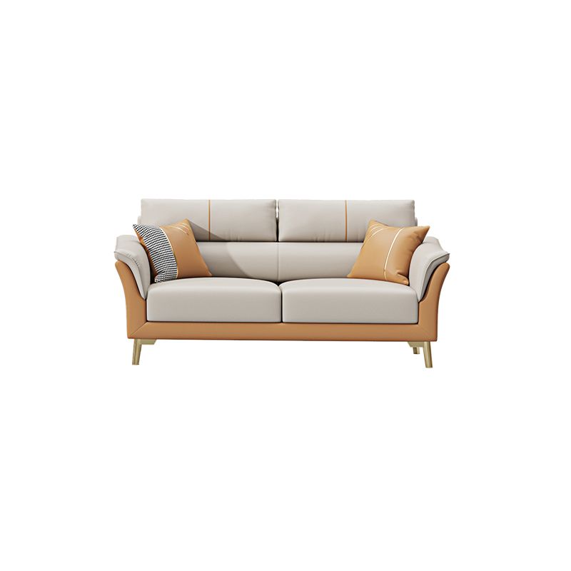 Faux Leather Stain Resistant Watertight Flared Arm Modern Sofa Couch