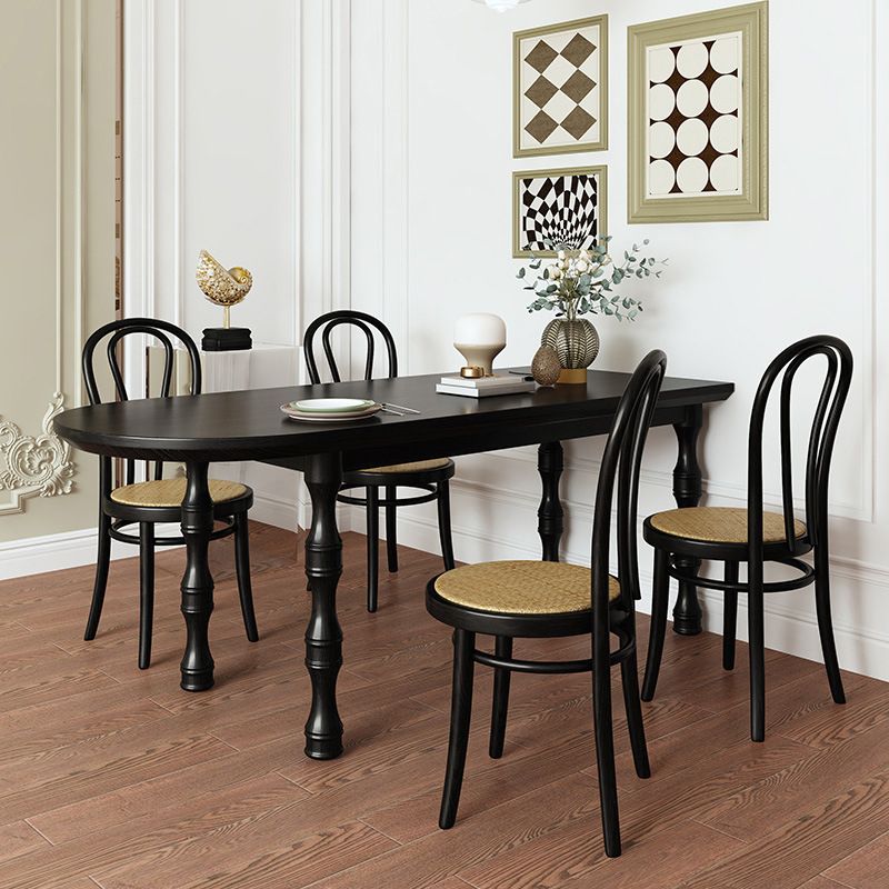 Modern Dining Room Dinner Table Wood 4 Legs Dining Table in Black