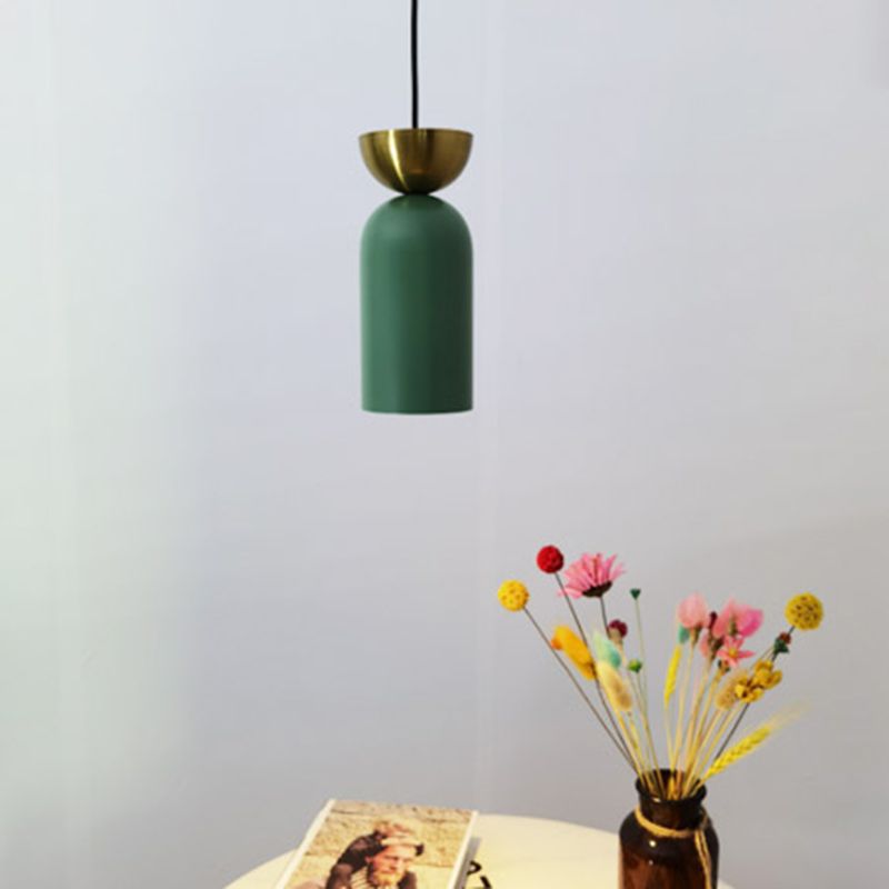 Zylindrische kleine Anhängerlampe postmoderne Metall 1 Kopf Esszimmer Deckenleuchte