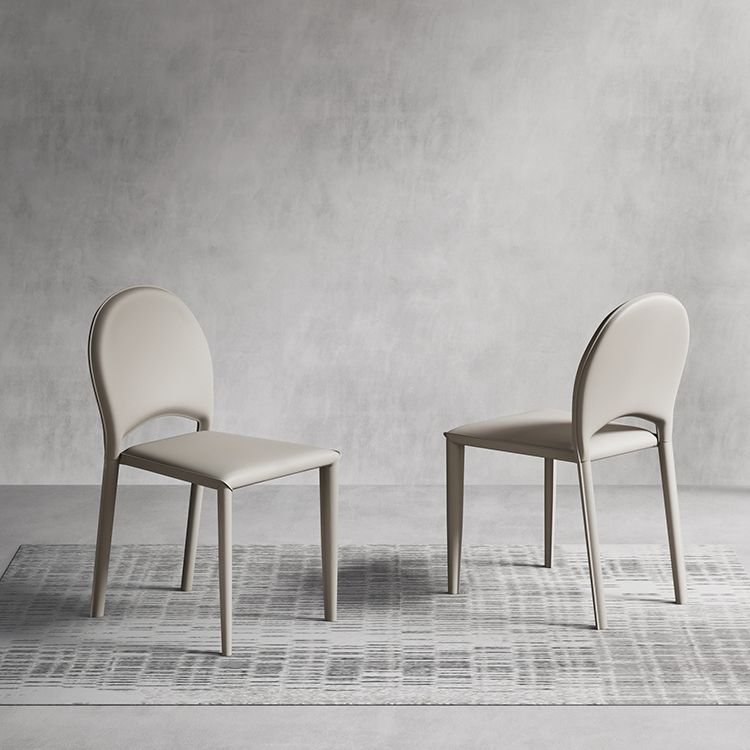 Faux Leather Dining Chairs Contemporary Chair with Metal Legs