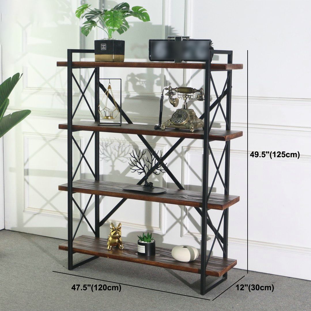 Industrial Style Etagere Bookshelf Open Shelf Bookcase with Rectangular Shelves