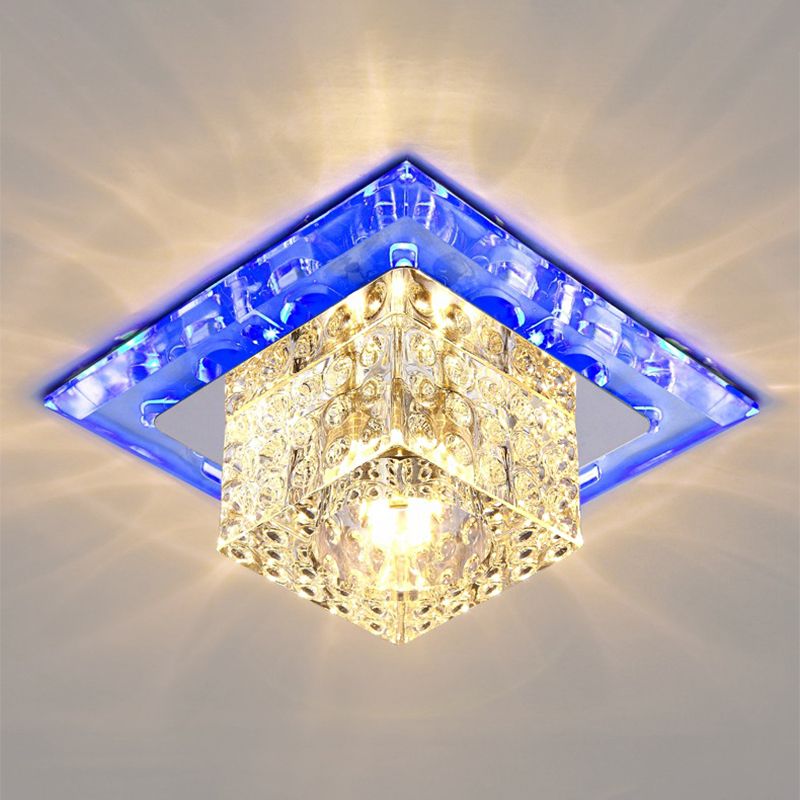 Abgeschrägte kubische Kristall-Deckenleuchte, modernistische LED-Unterputzbeleuchtung in Chrom