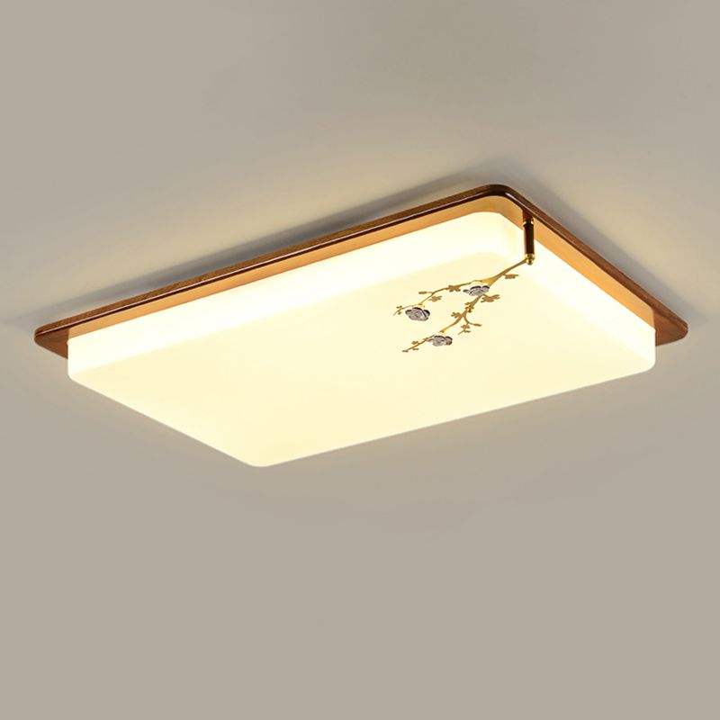 Modern Minimalist Wood Flush Mount 1-Light LED Flush Mount Ceiling Light for Living Room