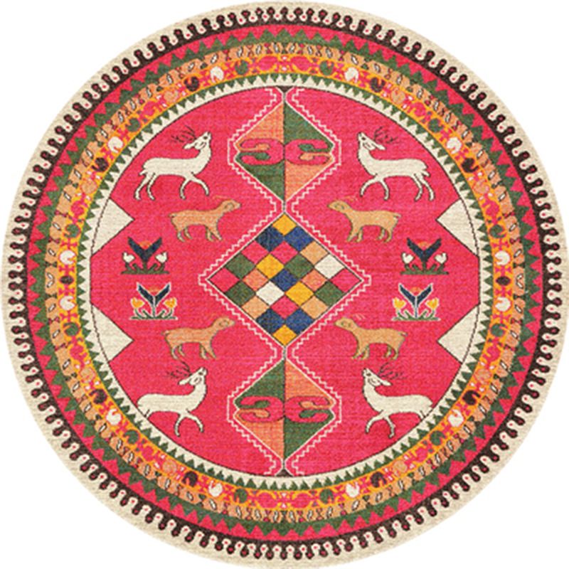 Multicolor Tribal Print Rug Polyester Bohemian Carpet Stain Resistant Machine Washable Non-Slip Rug for Bedroom