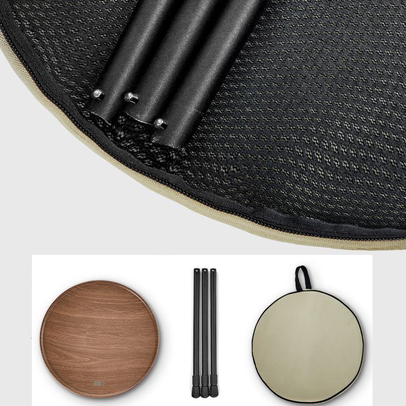 Industrial Metal Folding Side Table Round Lift Wood-Like Dining Table