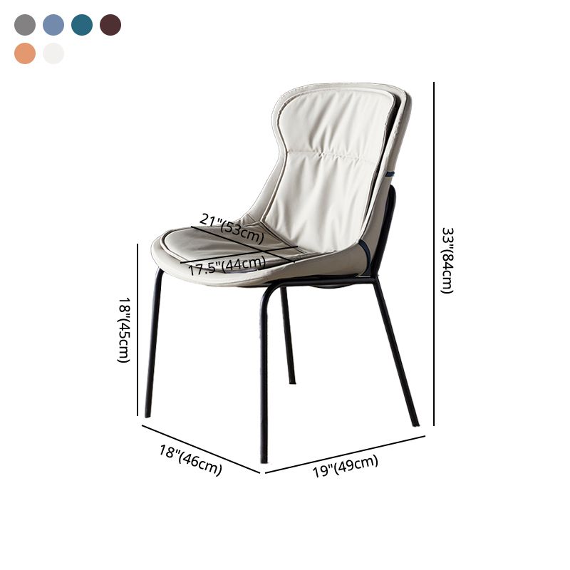 Industrial Style Leather Dining Armless Chairs Solid Back Dining Chair for Kitchen