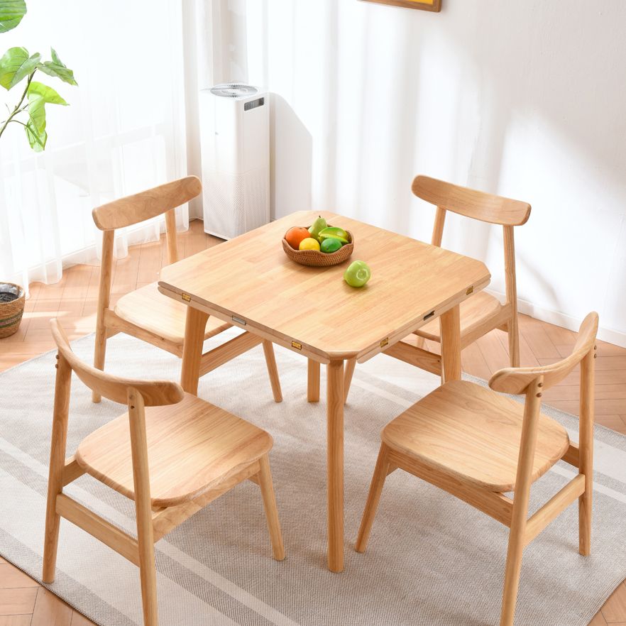 Rubberwood Solid Wood Dining Table Contemporary Style Dining Site Table with 4 Legs