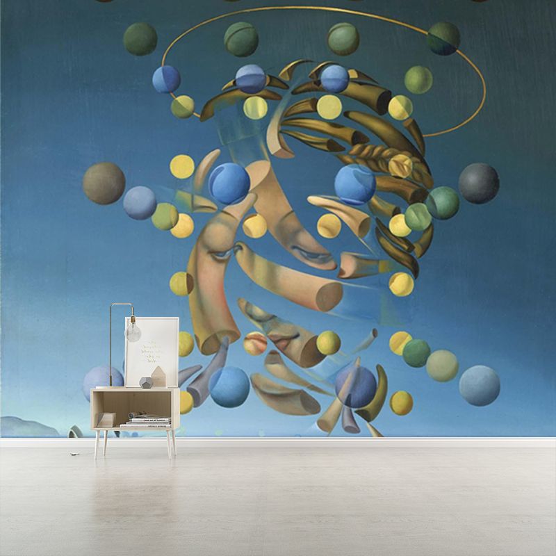 Full Size Dali Artwork Mural for Hallway the Maximum Speed Of Raphaels Madonna Wall Decor in Blue, Washable
