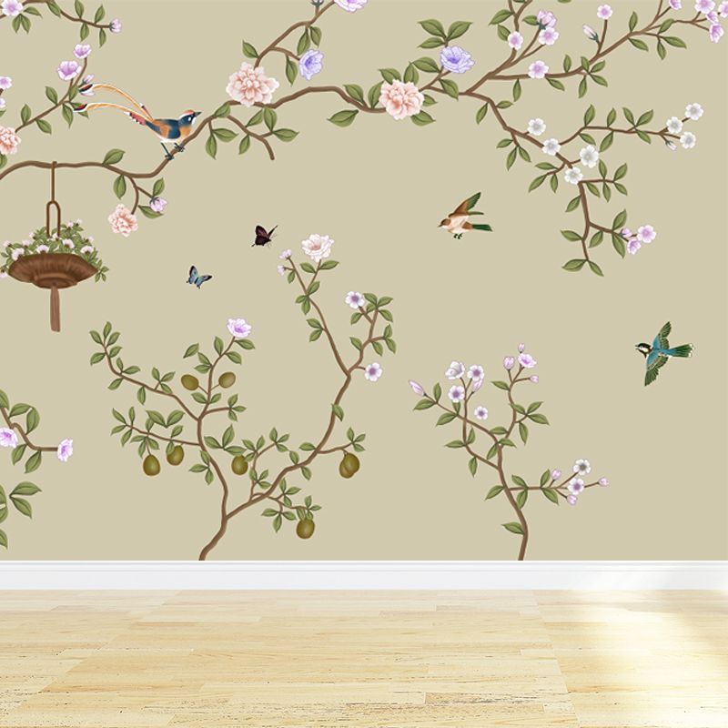 Flower Blossom Branch Wall Mural Modern Waterproof Girls Bedroom Wall Art, Custom-Print