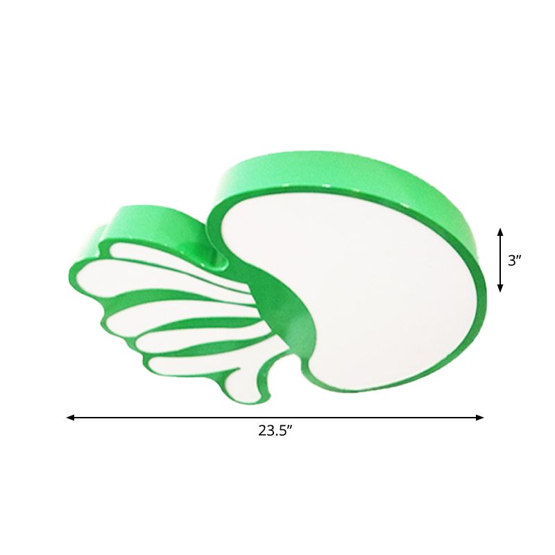 Jellyfish Nursery Flush Mount Lamp Acrylic LED Kids Style Ceiling Lighting in Green, Warm/White Light
