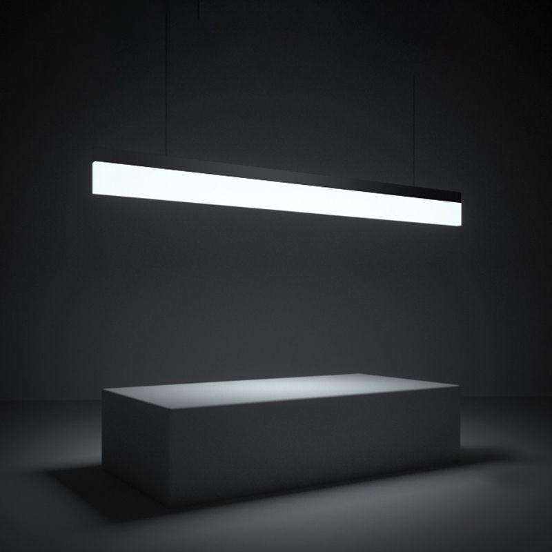 Idea de iluminación de isla lineal moderna Luces colgantes de aluminio con sombra acrílica