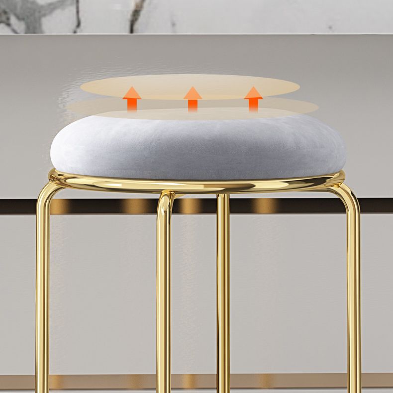 Glam Style Backless Barstool Round Counter Bar Stool with Metal Legs