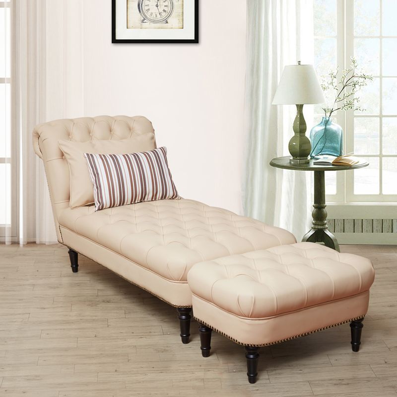 Modern Tufted Chaise Lounge Birch Armless Chaise for Bedroom and Living Room