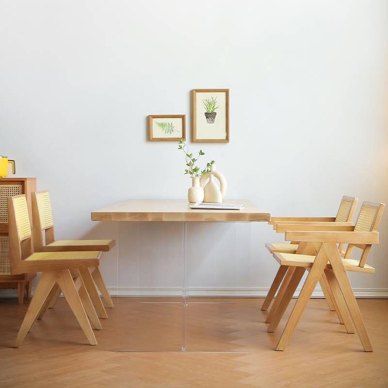 Natural Finish Pine Wood Dining Set 1/2/3/5 Pieces Modern Dinette Set
