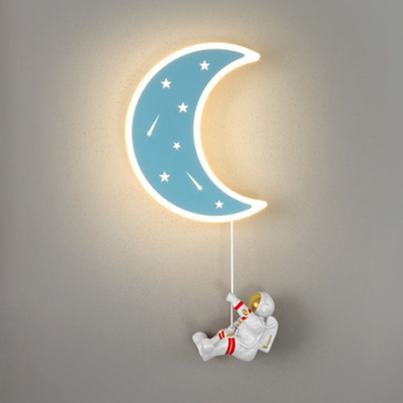 Modern Style Moon Shape Wall Sconce Metal 1 Light Sconce Lighting for Living Room