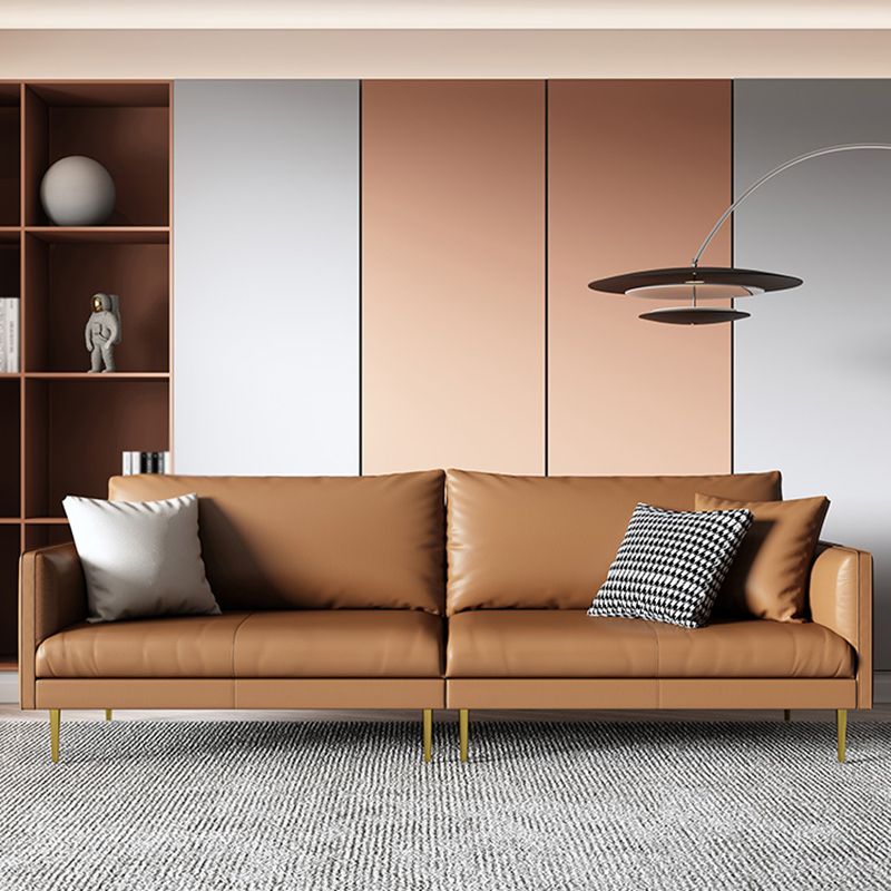 Leather Modern Sofa 33"W Square Arm Loose Back Sofa for Living Room