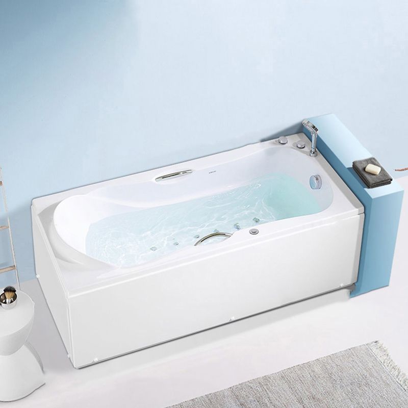 Freestanding Acrylic Bathtub Soaking White Square Modern Back to Wall Bathtub