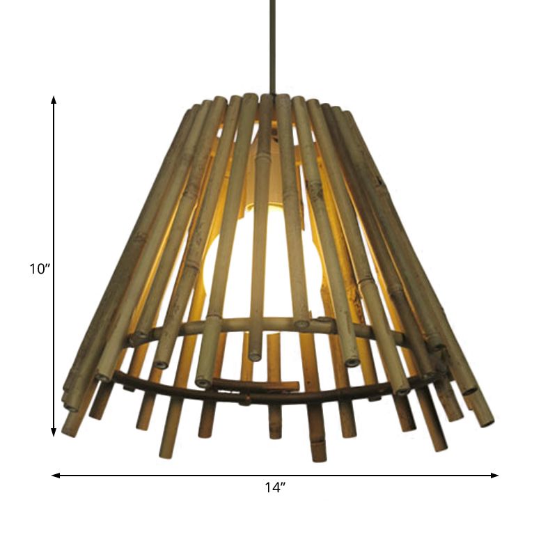Lámpara de suspensión de madera natural de la luz del techo del cono del cono del cono de bambú con cable ajustable