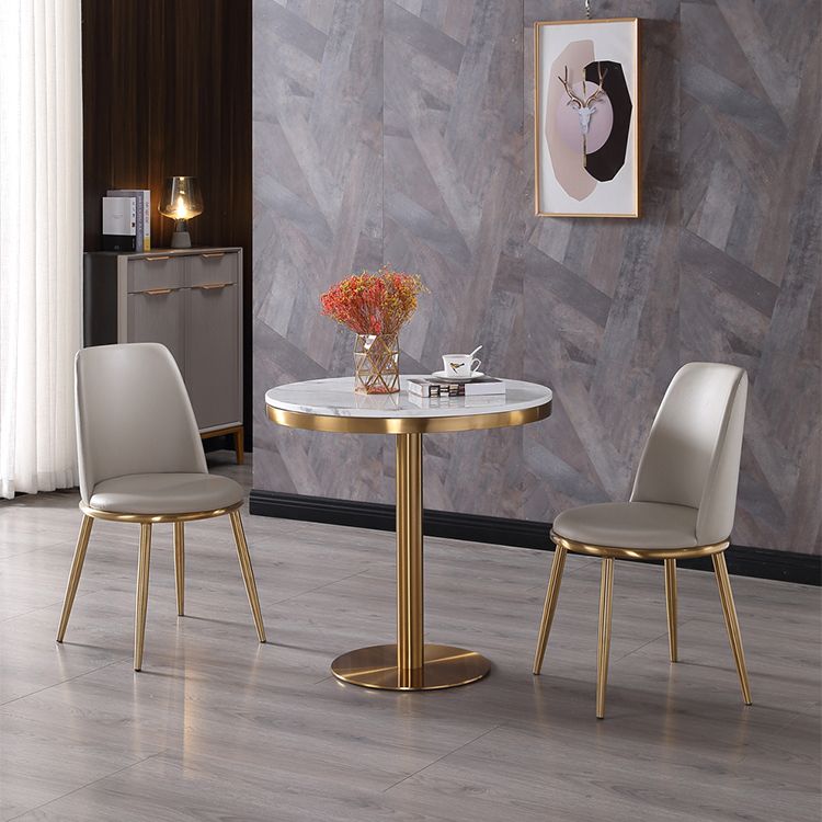 Table à manger en marbre, Table ronde à Base métallique à piédestal unique pour la maison