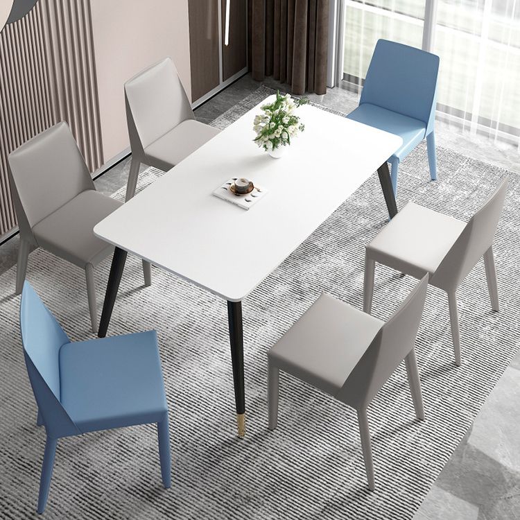 Faux Leather Armless Dining Chairs Contemporary Side Chair Set