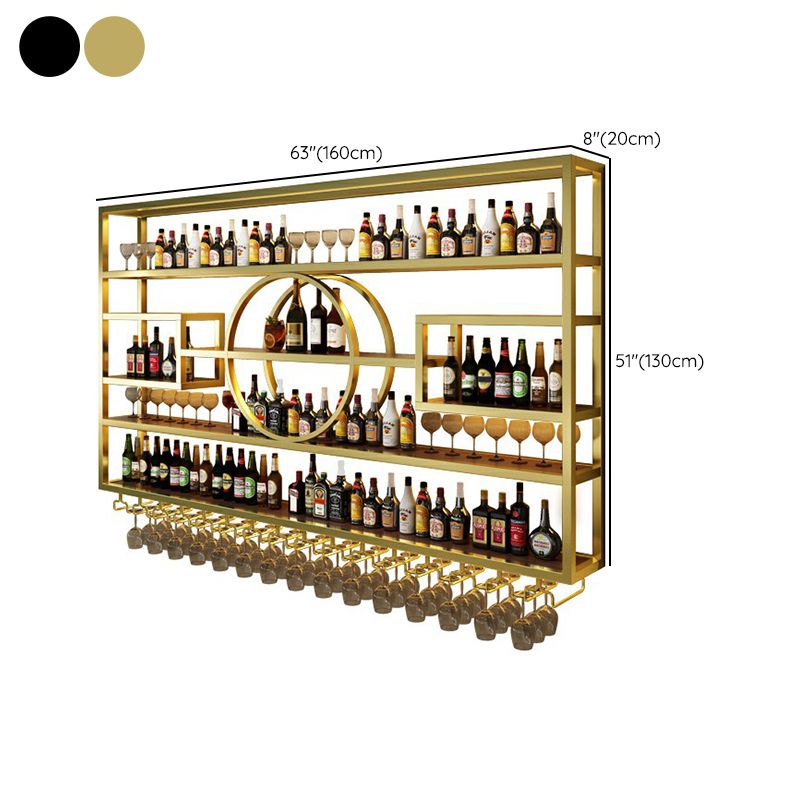 Wall Mounted Wine Rack Metal Modern Wine Bottle & Glass Rack for Bar