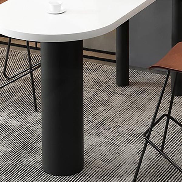 Industrial Wood Bar Table Set 1/3/4 Pcs White Free Form Bar Table with Leather Stools