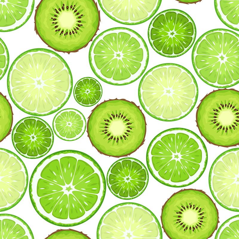 Giant Contemporary Wall Mural in Avocado Green Lemon Slices Wall Decor, Custom Printed