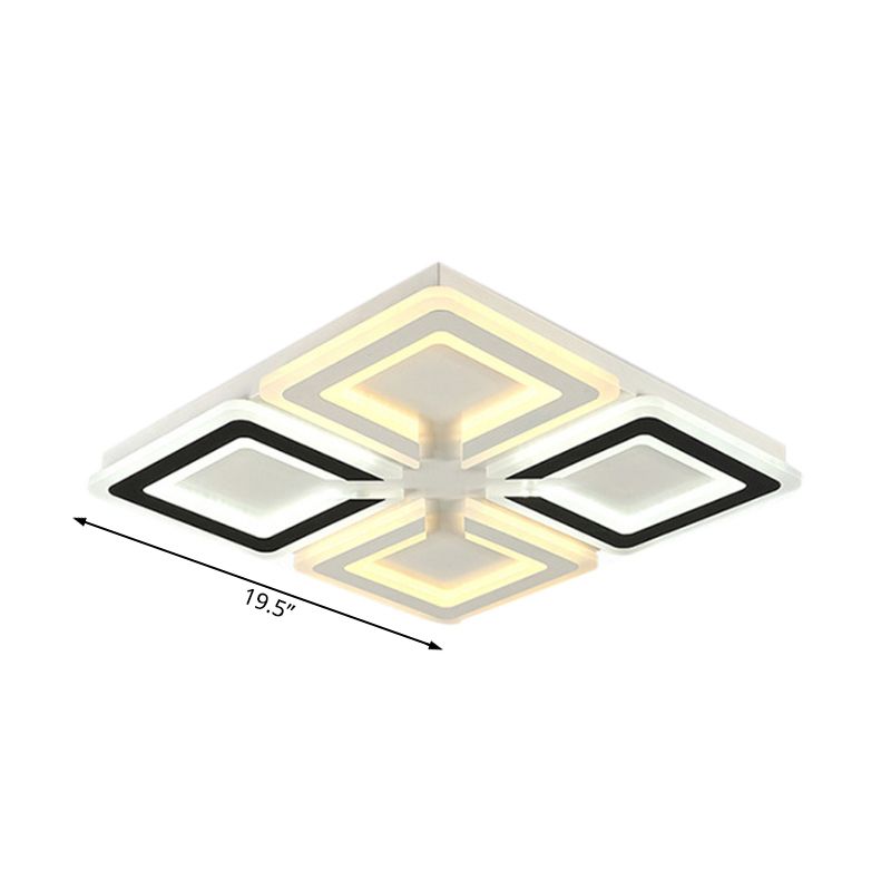Diamond Pattern Flushmount Light Modern Acrylic LED Living Room Flush Mount Lamp in Warm/White/Second Gear