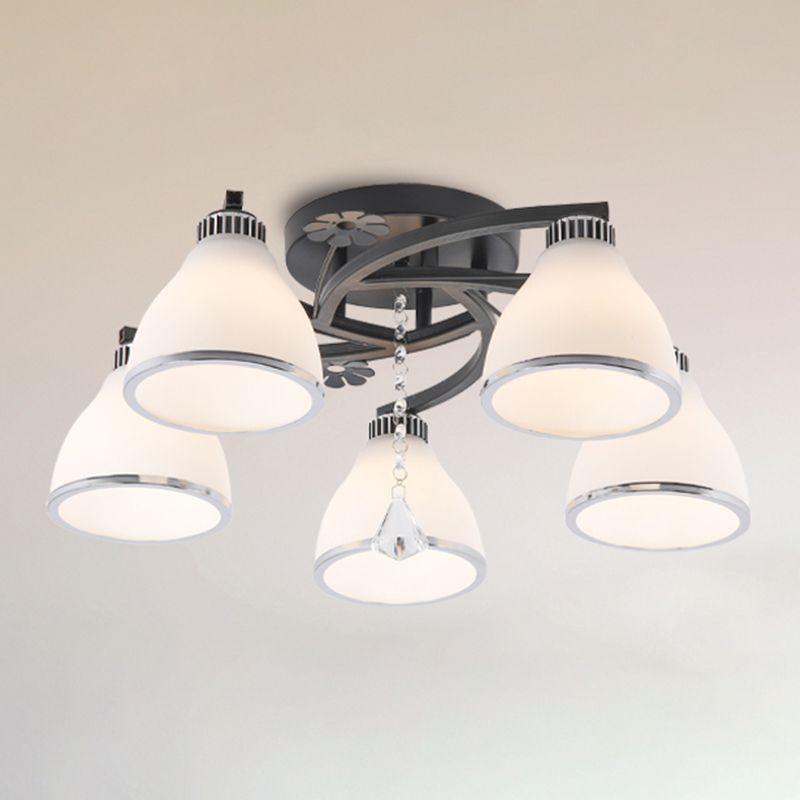 Light de plafond en verre moderne noir Multi Light Flush Mount Plafond Light for Dining Room