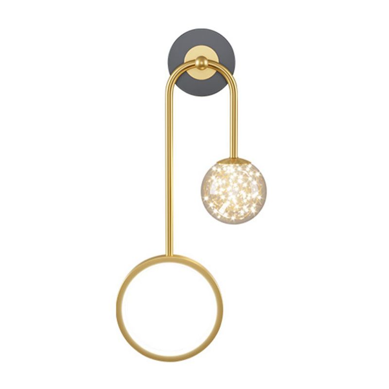 Modern Style Spherical Shape Wall Sconce Glass 2 Light Wall Lighting for Bedroom