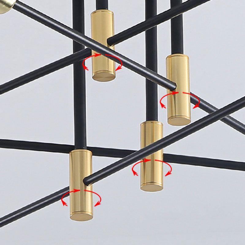 Aluminium Radiale Plafondlamp in Industriële Retro Stijl Gelakt Ijzer Semi Flush Mount voor Slaapkamer