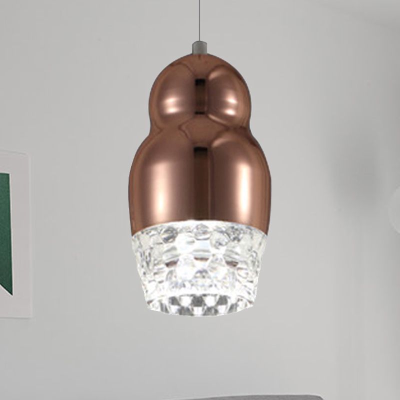 1/3 Heads Metal Pendant Lamp with Gourd Shade Postmodern Chrome/Gold/Rose Gold Suspended Pendant Light for Bar in Warm/White