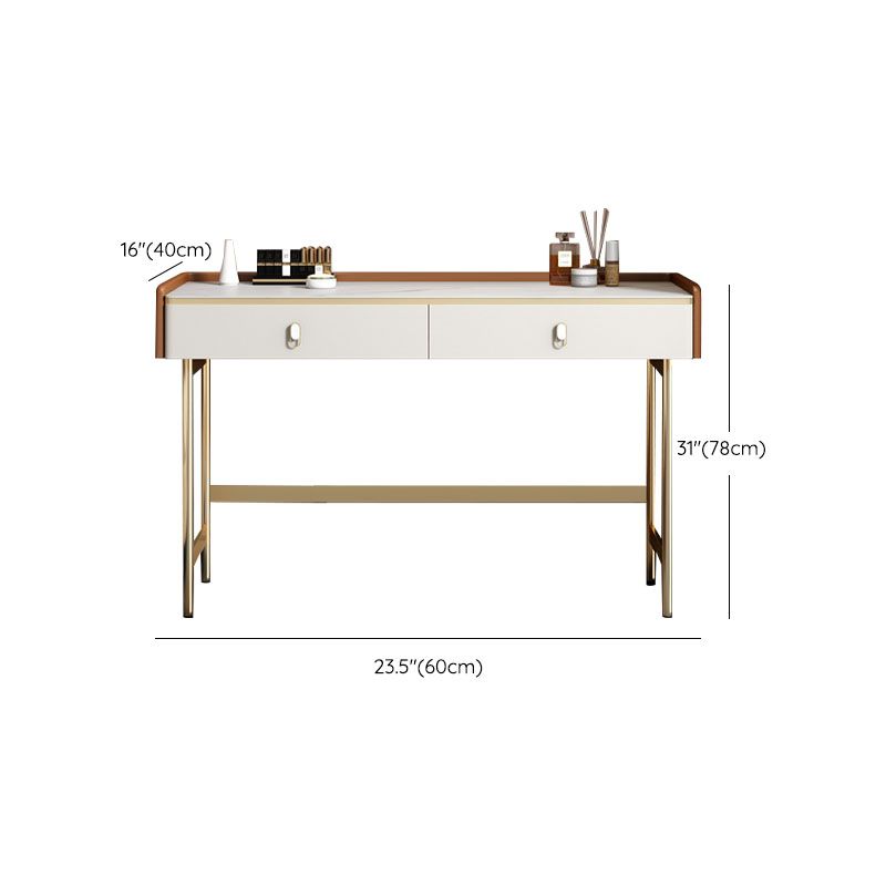 Glam Style Stone Top Dressing Table for Bedroom Orange Vanity Set