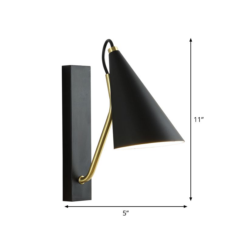 Black Tapered Wall Lighting Fixture Modern 1 Light Metallic Wall Mounted Lamp for Dining Room