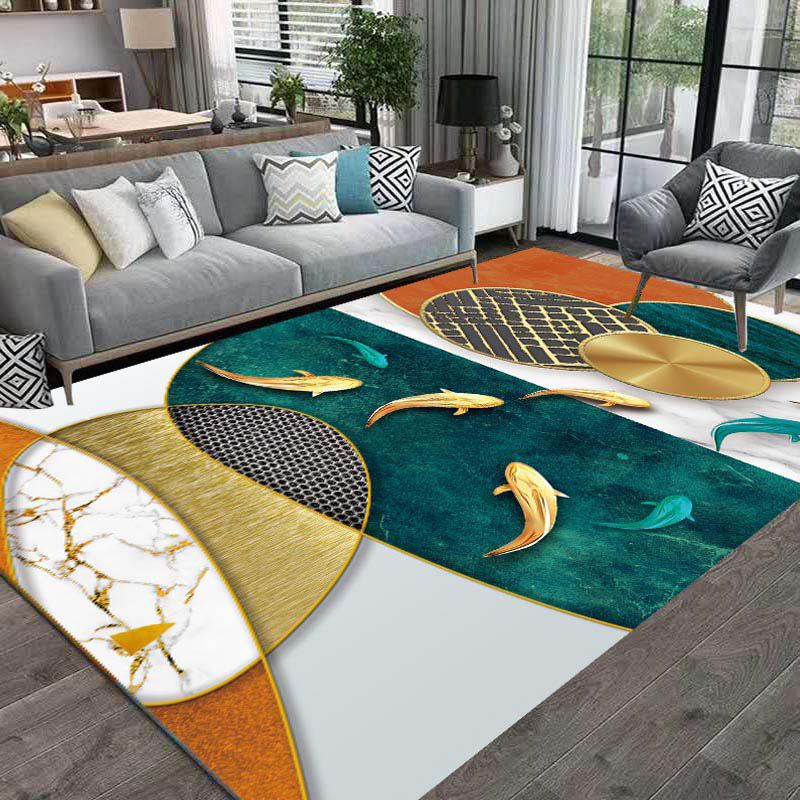 Contemporary Indoor Rug Modern Washable Rug Polyester Stain Resistant Area Carpet for Living Room