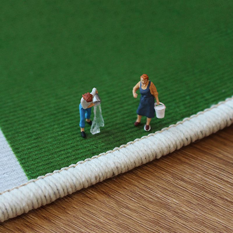 Nordic Color Block Rug Polyester Washable Carpet with Anti-Slip Backing Rug