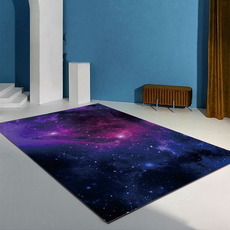 Purple Modern Carpet Starry Sky Polyester Area Carpet Washable Carpet for Home Decor