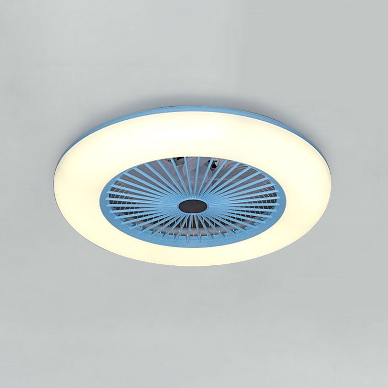 Lampada a monte semifulpa a LED rosa/blu cerchio acrilico moderno 5 lame lampada a ventaglio per camera da letto, largo 21,5 "